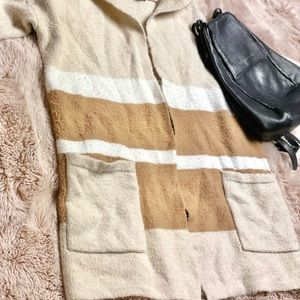 Lulus cream & brown knit cardigan